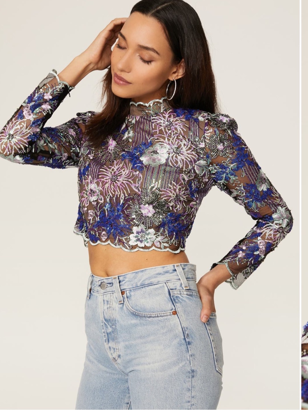 ELLIATT Reese 
Sequin Mesh Crop Top Sz Small